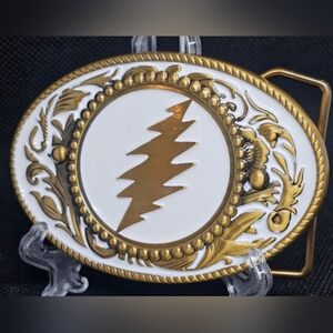 Grateful Dead "Go To Heaven" 13 Point Lightening Bolt Gold Tone Belt Buckle